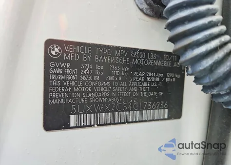 2012 BMW X3 xDrive35I from USA, damaged, VIN 5UXWX7C54CL736236